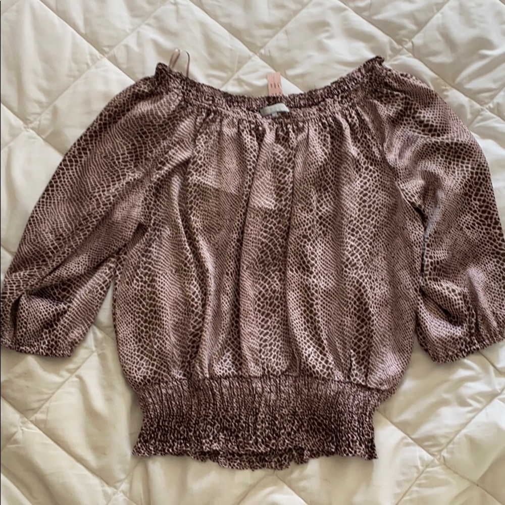 Silky animal print top shirt blouse